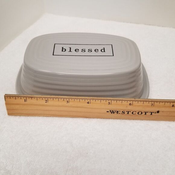 The Pottery People butter dish Blessed dishwasher safe micro safe 7.5" X 2"high - Picture 15 of 16
